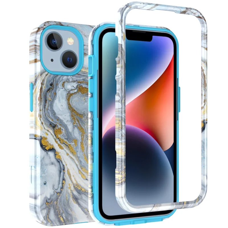 GW03 IMD Pattern Phone Cover for iPhone 15 , PC + TPU Anti-scratch Mobile Phone Case - 10022 Marble Pattern