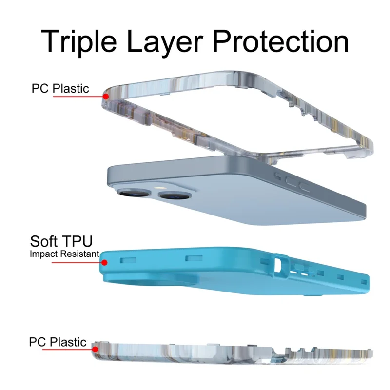 GW03 IMD Pattern Phone Cover for iPhone 15 , PC + TPU Anti-scratch Mobile Phone Case - 10022 Marble Pattern