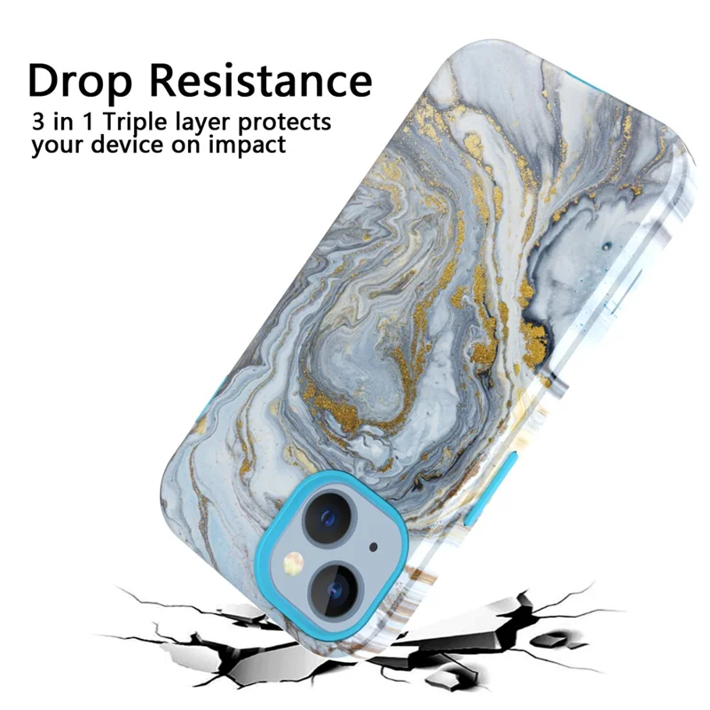 GW03 IMD Pattern Phone Cover for iPhone 15 , PC + TPU Anti-scratch Mobile Phone Case - 10022 Marble Pattern