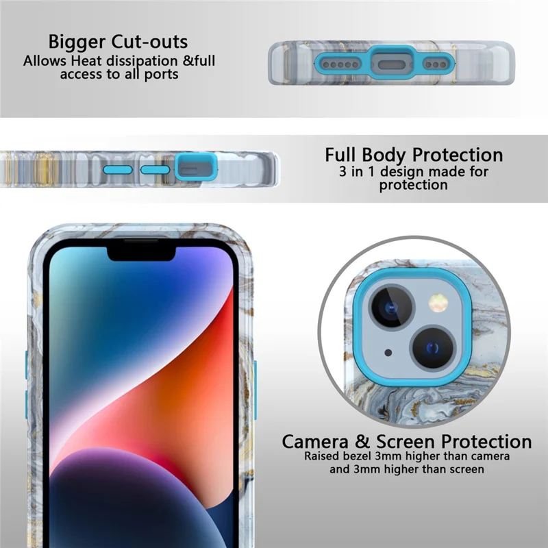 GW03 IMD Pattern Phone Cover for iPhone 15 , PC + TPU Anti-scratch Mobile Phone Case - 10022 Marble Pattern