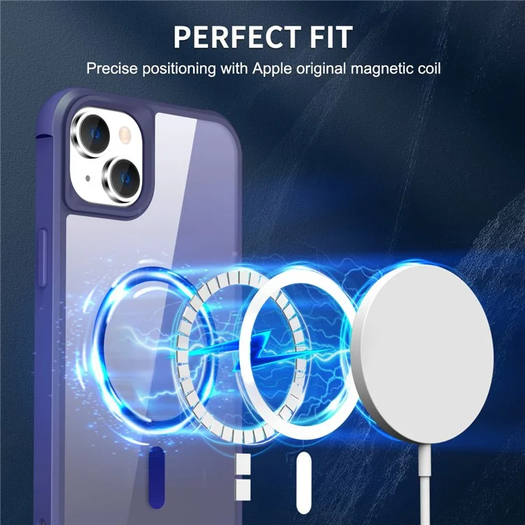 For iPhone 15 Protective Case Compatible with MagSafe Scratch-Proof TPU+PC Phone Cover - Blue