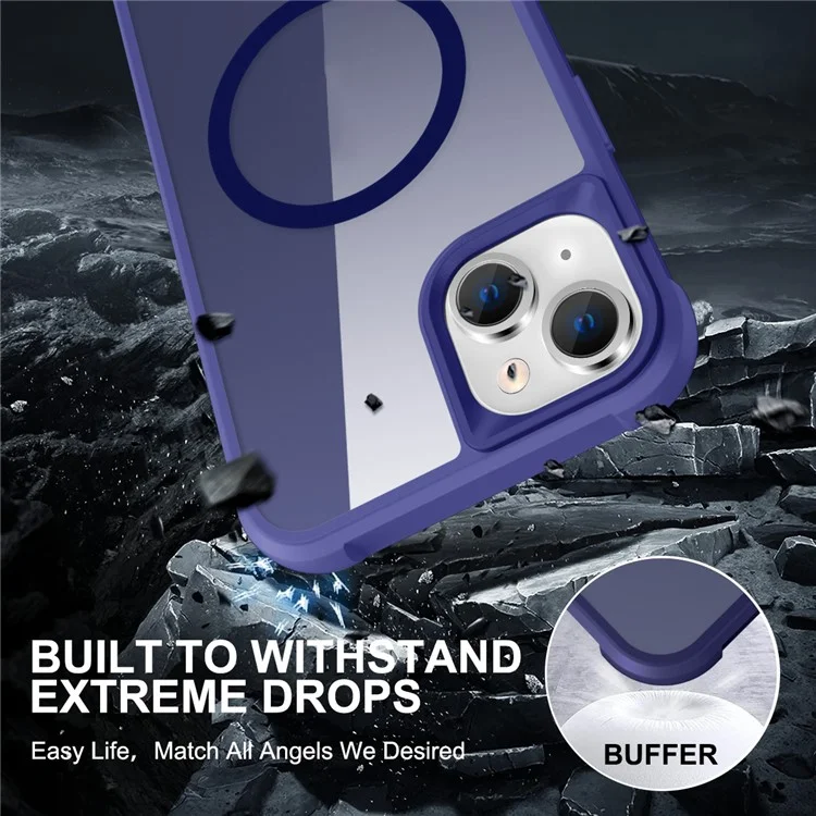 For iPhone 15 Protective Case Compatible with MagSafe Scratch-Proof TPU+PC Phone Cover - Blue