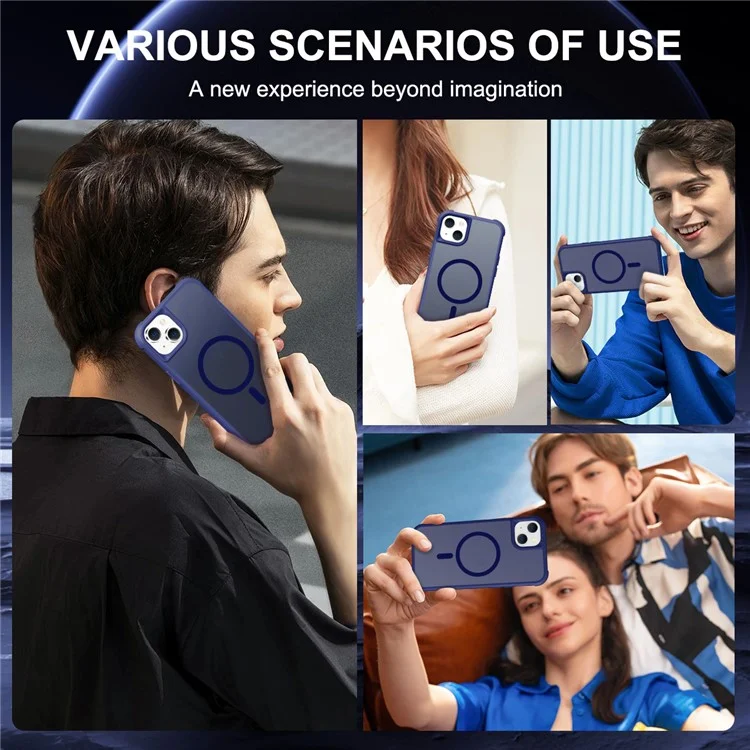For iPhone 15 Protective Case Compatible with MagSafe Scratch-Proof TPU+PC Phone Cover - Blue