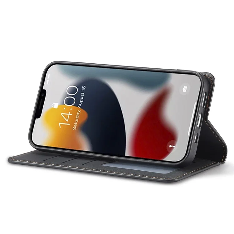 Étui de téléphone portable FORWENW Fantasy Series pour iPhone 15 Pro, étui téléphone en cuir au toucher doux - Noir