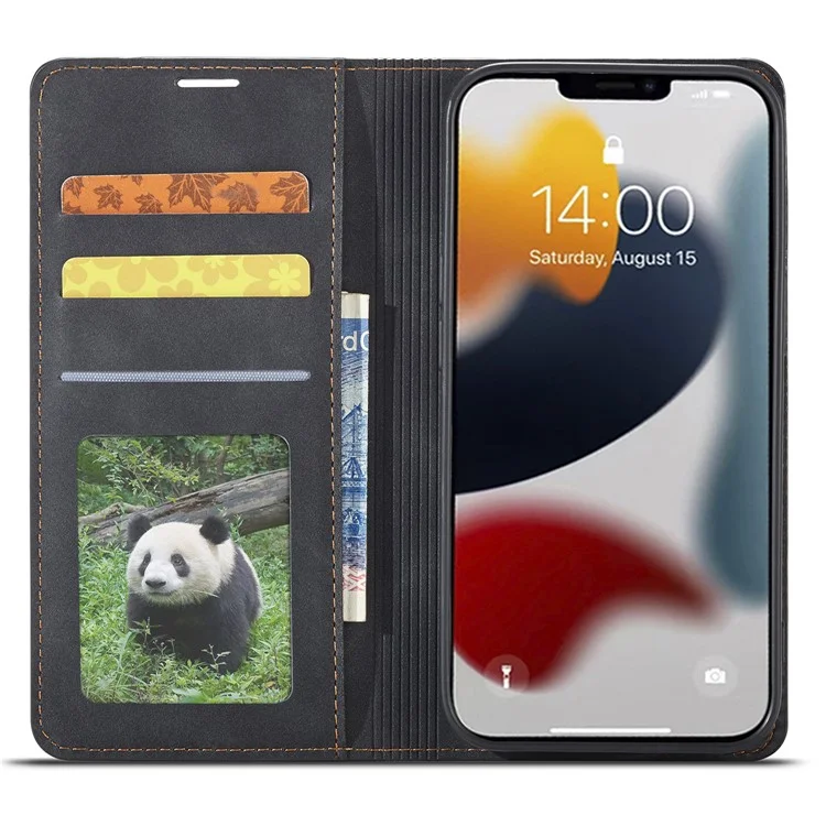 Étui de téléphone portable FORWENW Fantasy Series pour iPhone 15 Pro, étui téléphone en cuir au toucher doux - Noir
