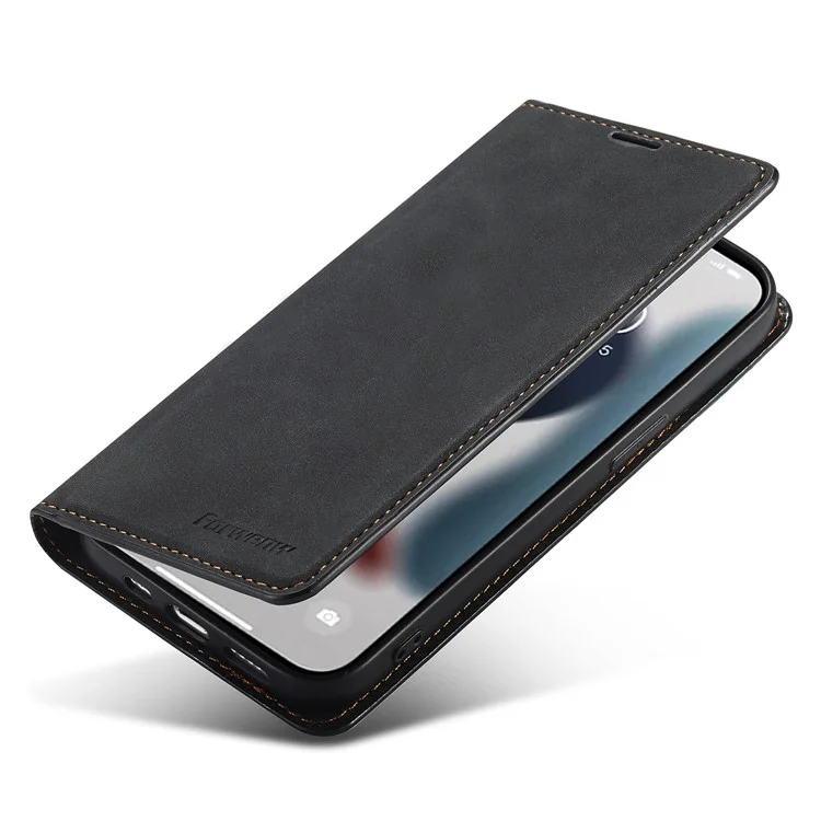 Étui de téléphone portable FORWENW Fantasy Series pour iPhone 15 Pro, étui téléphone en cuir au toucher doux - Noir