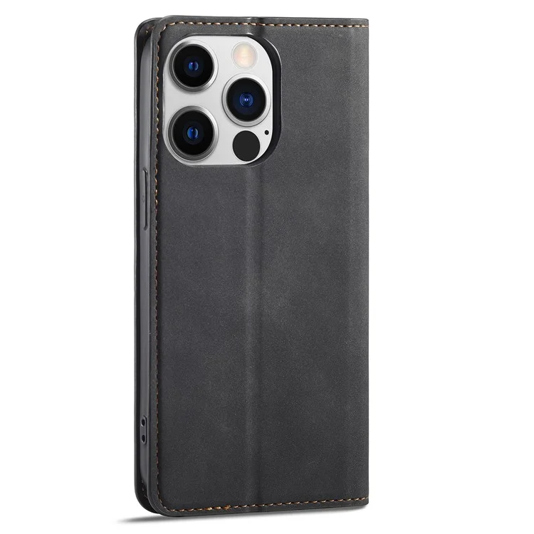 Étui de téléphone portable FORWENW Fantasy Series pour iPhone 15 Pro, étui téléphone en cuir au toucher doux - Noir