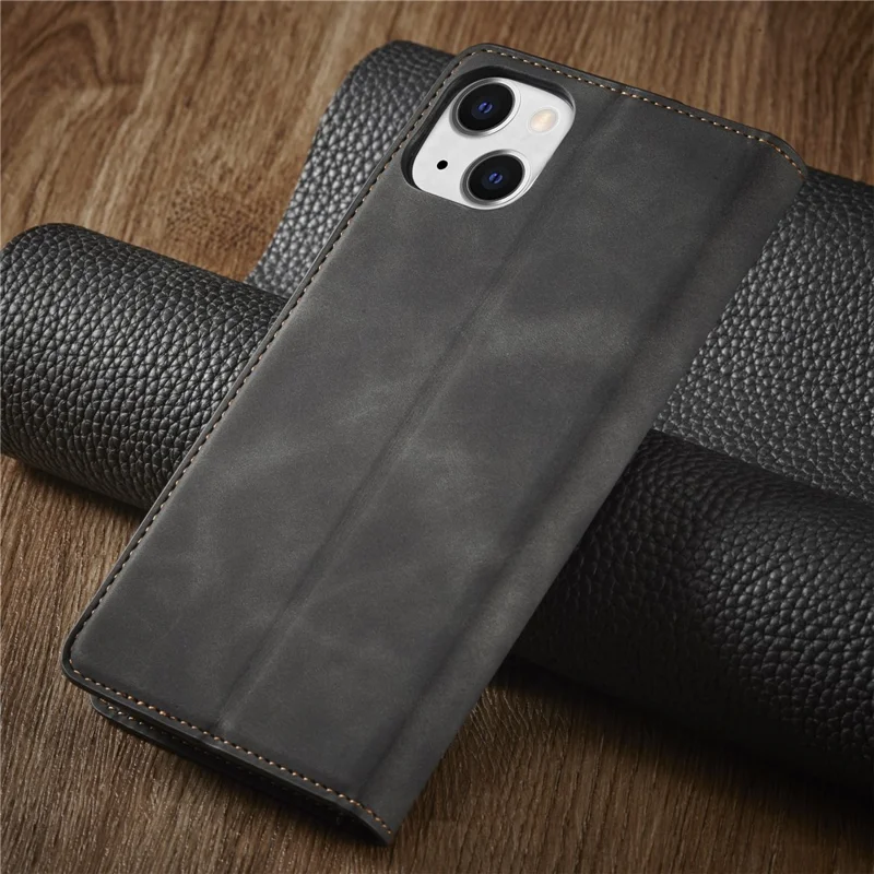 FORWENW Fantasy-Serie für iPhone 15 Plus stoßfeste Brieftasche Telefon Gehäuse Haut-Berührungs-Leder Brieftasche Telefon Abdeckung - Schwarz