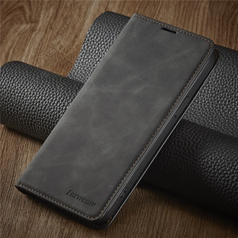 FORWENW Fantasy-Serie für iPhone 15 Plus stoßfeste Brieftasche Telefon Gehäuse Haut-Berührungs-Leder Brieftasche Telefon Abdeckung - Schwarz