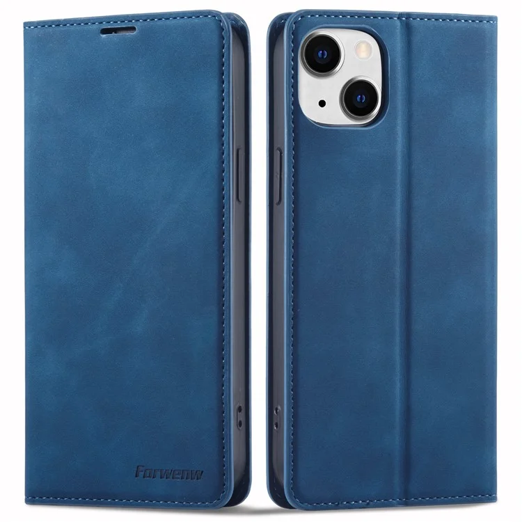 FORWENW Fantasy-Serie für iPhone 15 Kratzfeste Handyhülle Skin-Touch-Lederhülle - Blau