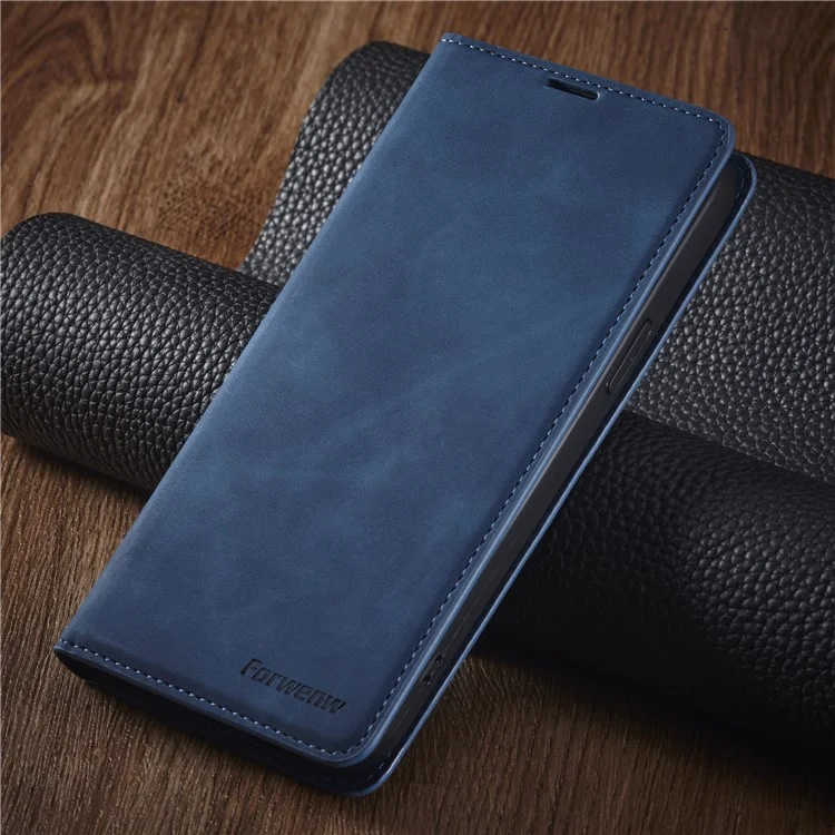 FORWENW Fantasy-Serie für iPhone 15 Kratzfeste Handyhülle Skin-Touch-Lederhülle - Blau