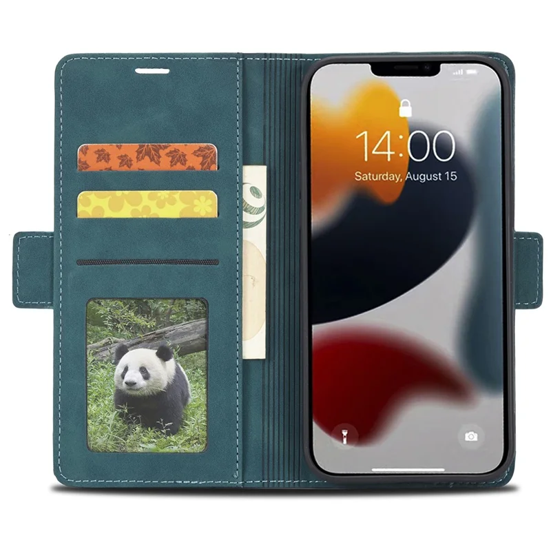 FORWENW F3 Series For iPhone 15 Pro Anti-fall Phone Cover Flip Leather Wallet Phone Stand Case - Verde