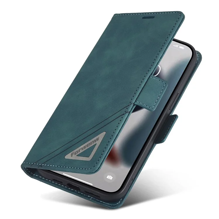 FORWENW F3 Series For iPhone 15 Pro Anti-fall Phone Cover Flip Leather Wallet Phone Stand Case - Verde