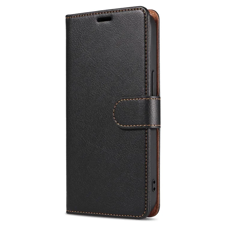 001 Pour iPhone 15 Plus Wallet PU Leather Stand Cover Magnetic Closure Phone Case RFID Blocking Function Shell - Noir