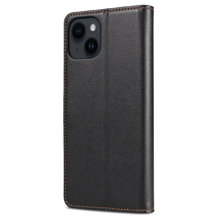001 Pour iPhone 15 Plus Wallet PU Leather Stand Cover Magnetic Closure Phone Case RFID Blocking Function Shell - Noir