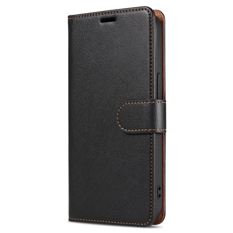 001 For iPhone 15 Pro Max Magnetic Closure Phone Case RFID Blocking Wallet  PU Leather Stand Cover - Black