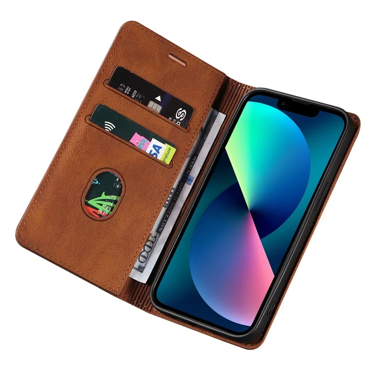 Для iPhone 15 Pro Wristband Design PU Leather Phone Case Stand Wallet Cover - Коричневый
