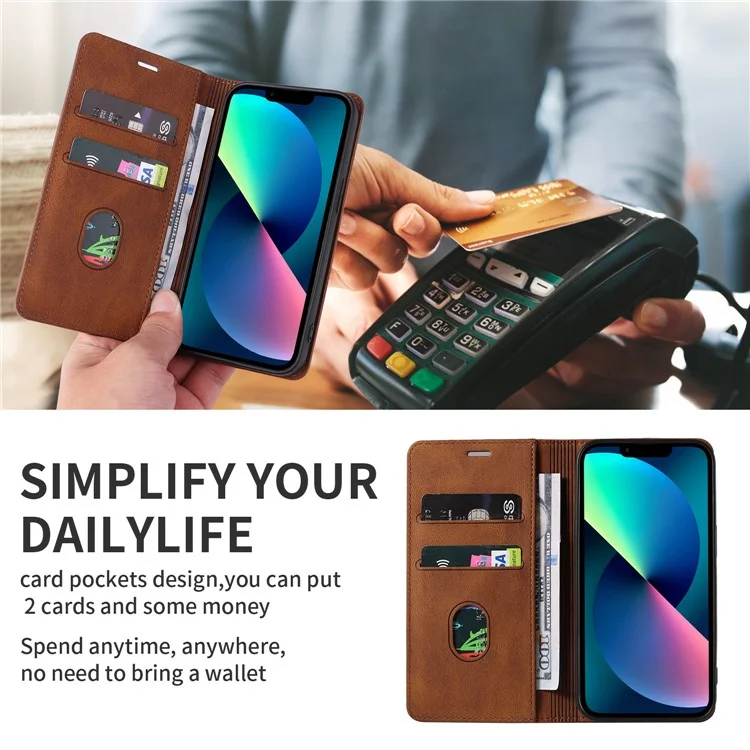 Для iPhone 15 Pro Wristband Design PU Leather Phone Case Stand Wallet Cover - Коричневый