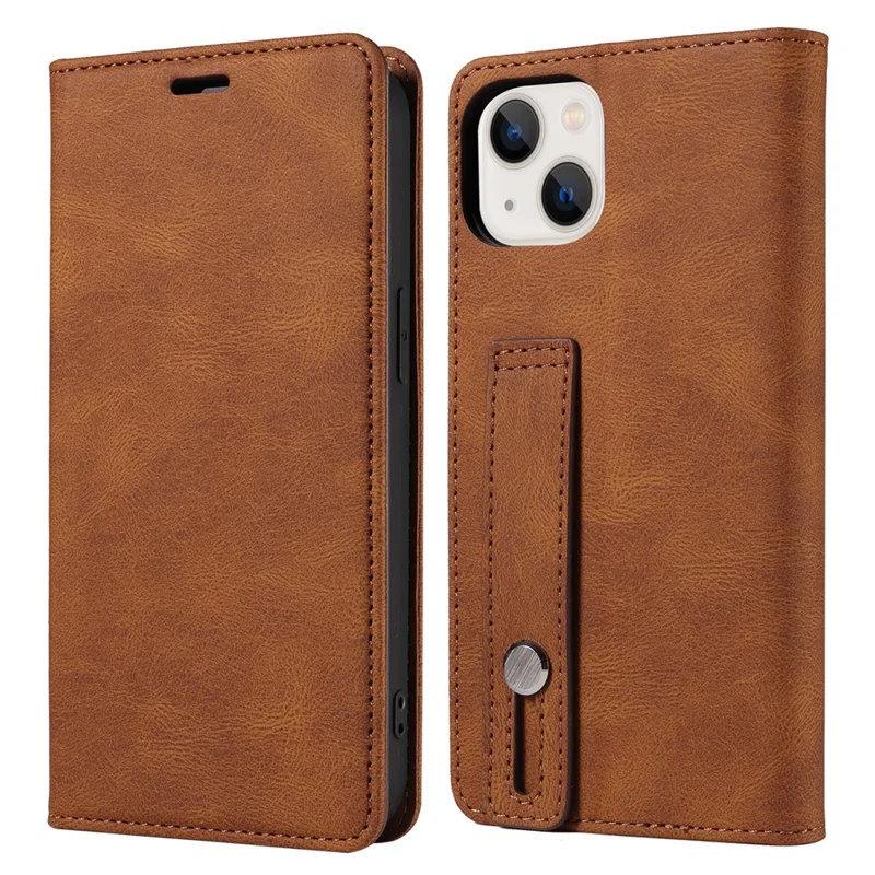 Armband PU-Leder-Hülle für iPhone 15 Pro Max, Geldbörse Ständer Stoßfeste Handyhülle - Braun