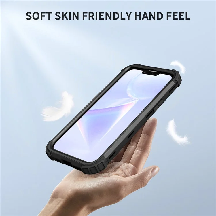 Противоударный чехол для мобильного телефона для iPhone 15, PC+Silicone 3-in-1 Phone Back Cover - Черный