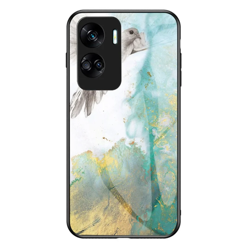 For Honor 90 Lite 5G Marble Pattern Anti-drop Phone Case PC+TPU+Tempered Glass Cover - Flying Pigeon Marble