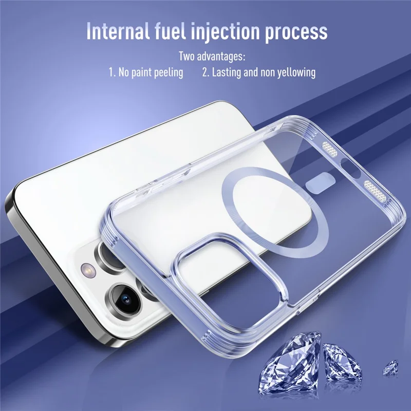 For iPhone 15 Pro Soft TPU+PC Phone Case Compatible with MagSafe Anti-Drop Slim Phone Cover - Grey