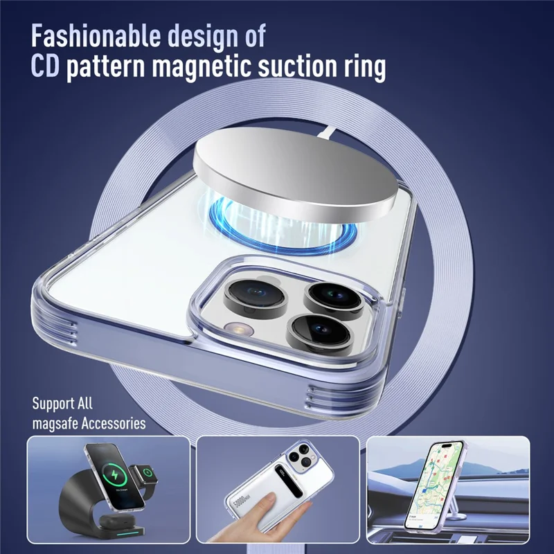 For iPhone 15 Pro Soft TPU+PC Phone Case Compatible with MagSafe Anti-Drop Slim Phone Cover - Grey