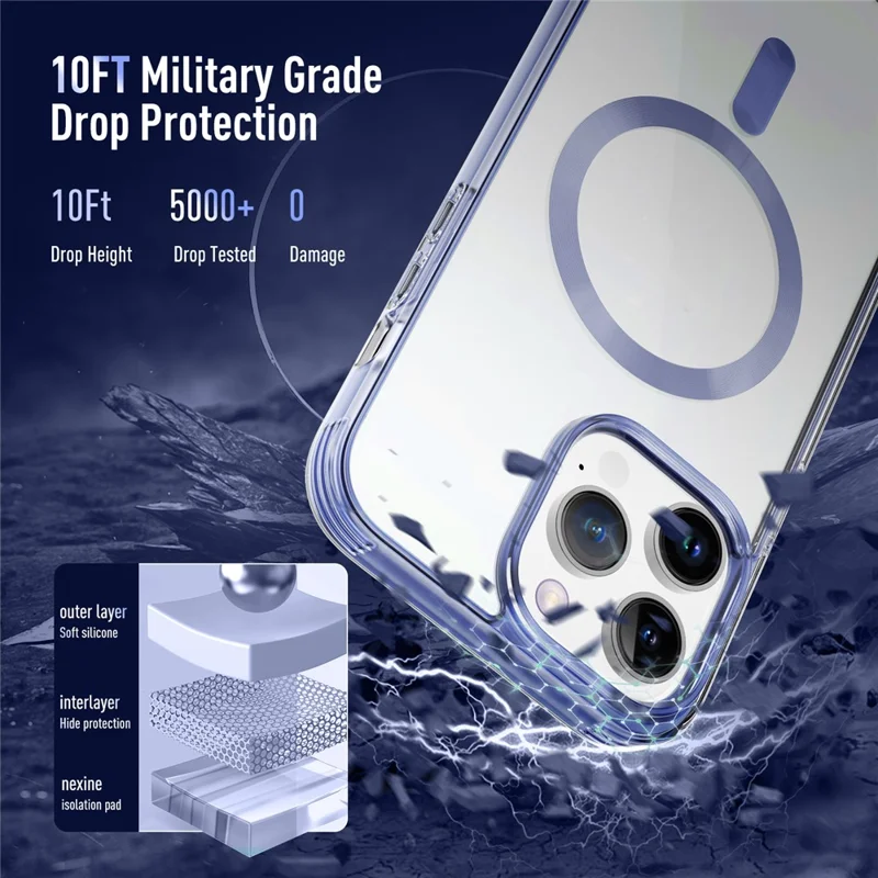 For iPhone 15 Pro Soft TPU+PC Phone Case Compatible with MagSafe Anti-Drop Slim Phone Cover - Grey