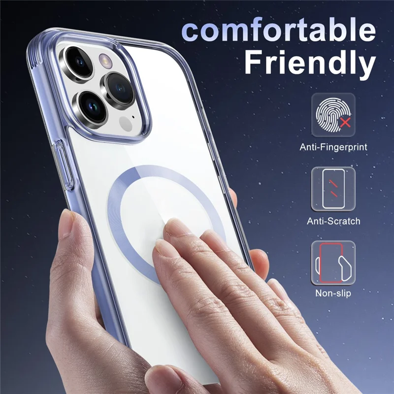 For iPhone 15 Pro Soft TPU+PC Phone Case Compatible with MagSafe Anti-Drop Slim Phone Cover - Grey