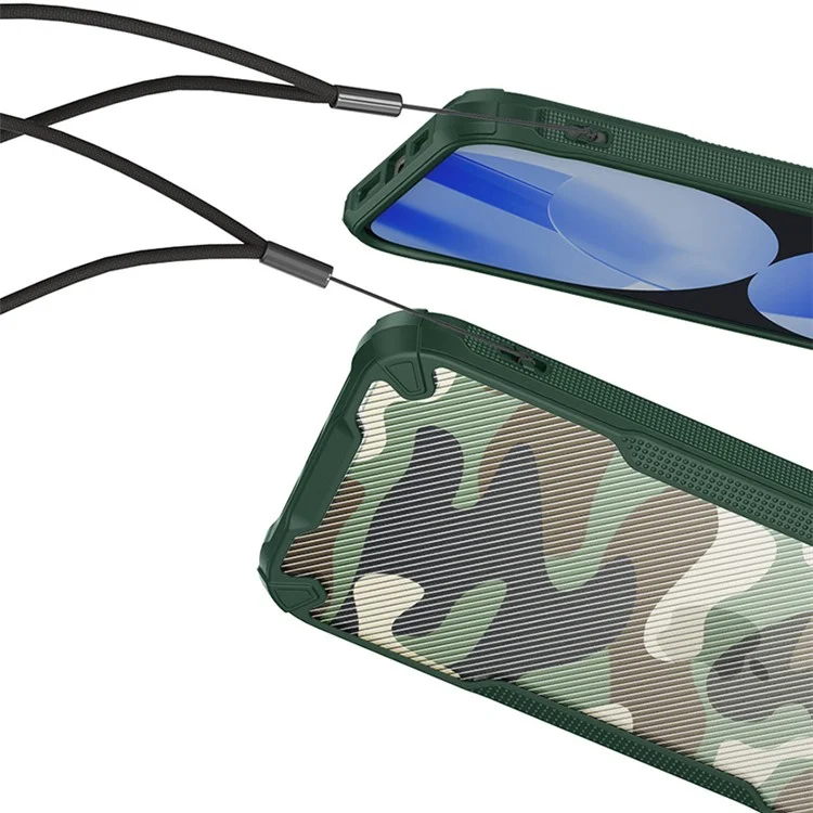 Para iPhone 15 Pro Anti-Scratch Funda de teléfono con camuflaje resistente a los golpes Funda de teléfono PC+TPU - Verde