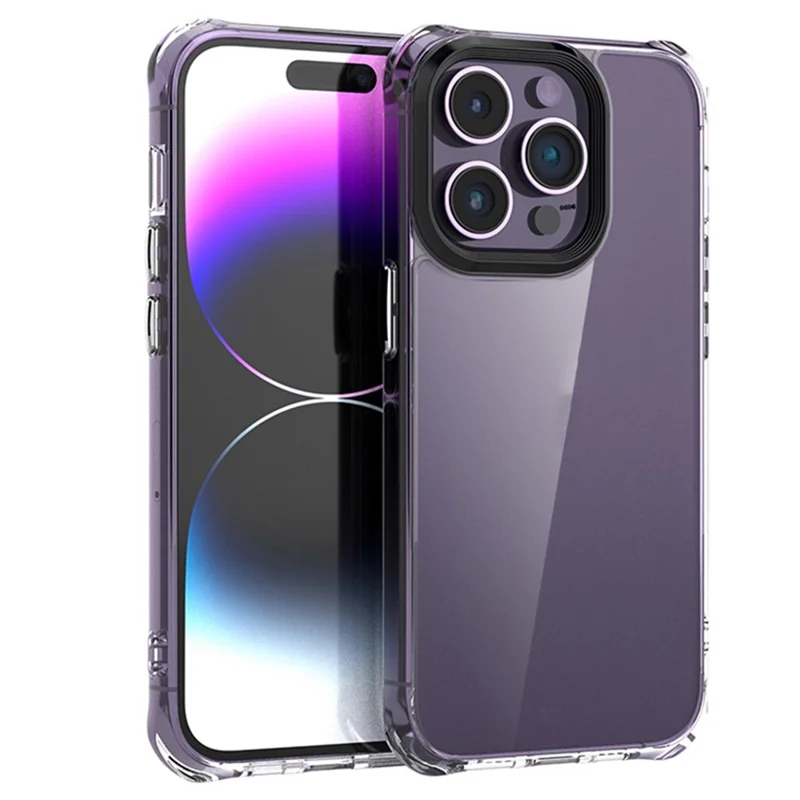 F9 Para iPhone 15 Brilhante Alta Transparência PC+TPU Back Case Drop Proof Phone Cover - Transparente