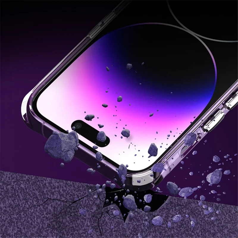 F9 For iPhone 15 Glossy High Transparency PC+TPU Back Case Drop Proof Phone Cover - Black