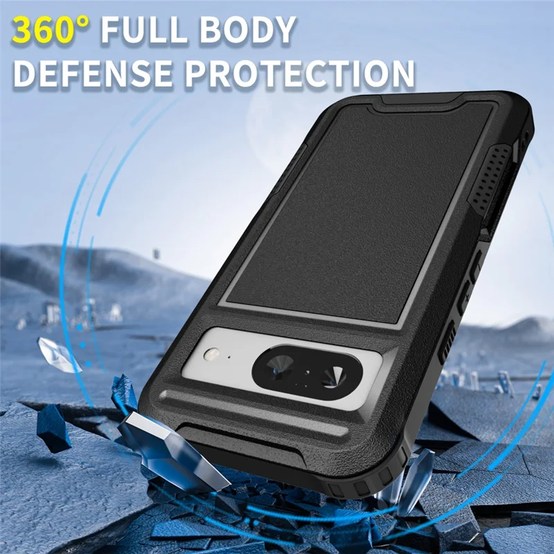 Style F1 For Google Pixel 8 Drop-proof Back Case PC+TPU Anti-scratch Phone Cover - Black
