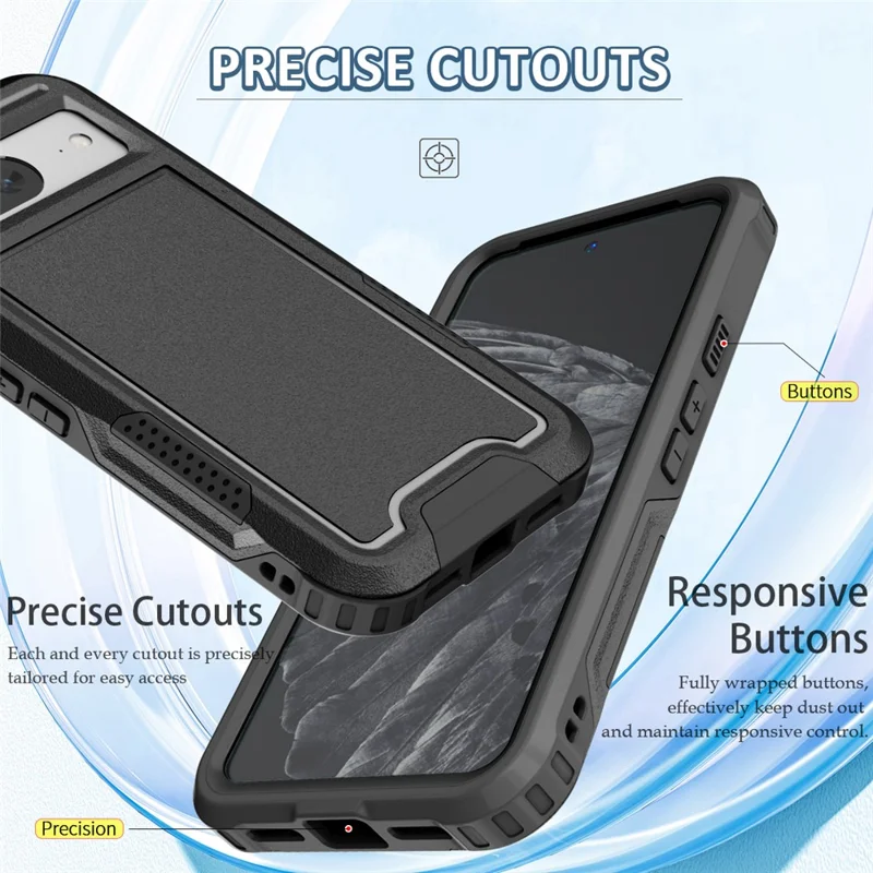 Style F1 For Google Pixel 8 Drop-proof Back Case PC+TPU Anti-scratch Phone Cover - Black