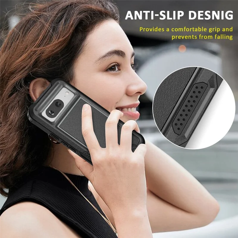 Style F1 For Google Pixel 8 Drop-proof Back Case PC+TPU Anti-scratch Phone Cover - Black