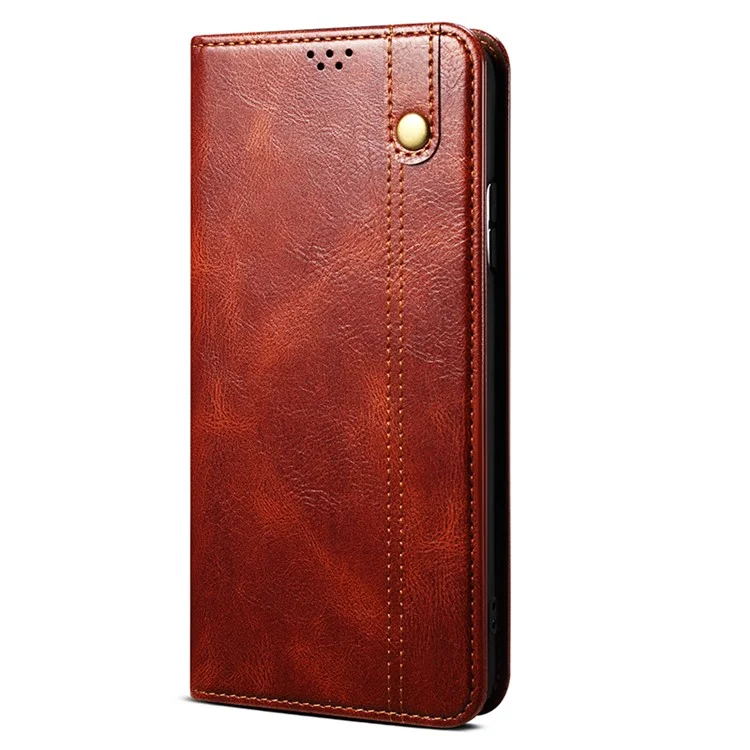 Per Oppo Reno10 Pro+ 5G Waxy Crazy Horse Texture Cell Phone Cover Stand Wallet Case PU Leather Phone Shell - Marrone