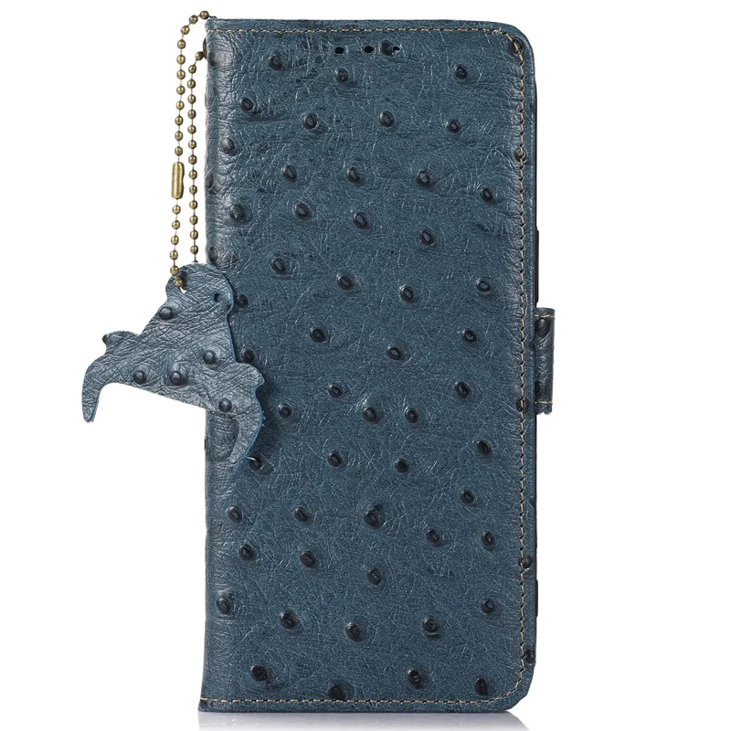 Custodia Vera Pelle Bovina RFID Blocking per Motorola Moto G14 4G, Cover Portafoglio con Supporto - Blu