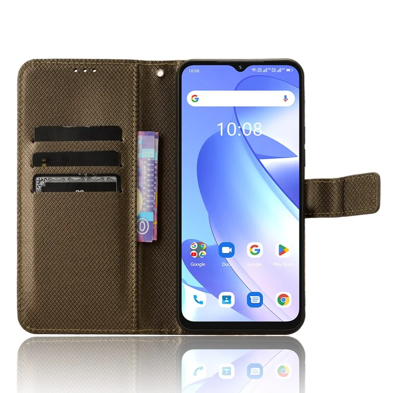 For Umidigi G3 / G3 Max / G3 Plus Diamond Texture Anti-fall Cover PU Leather Wallet Stand Phone Case - Brown