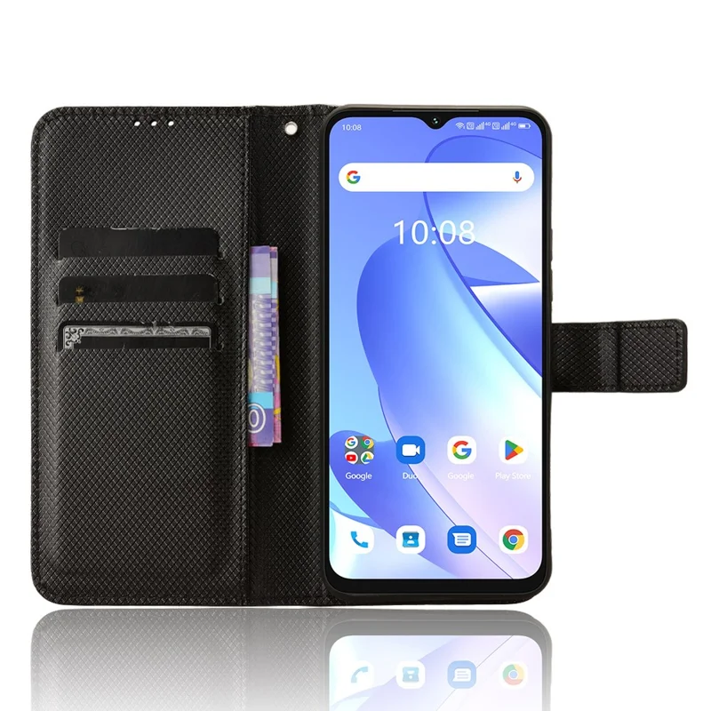 For Umidigi G3 / G3 Max / G3 Plus Diamond Texture Anti-fall Cover PU Leather Wallet Stand Phone Case - Black