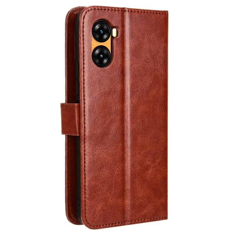 Para Umidigi G3 / G3 Max / G3 Plus Funda de Billetera de Cuero PU Textura de Caballo Loco Plegable Soporte de Teléfono Cubierta - Marrón