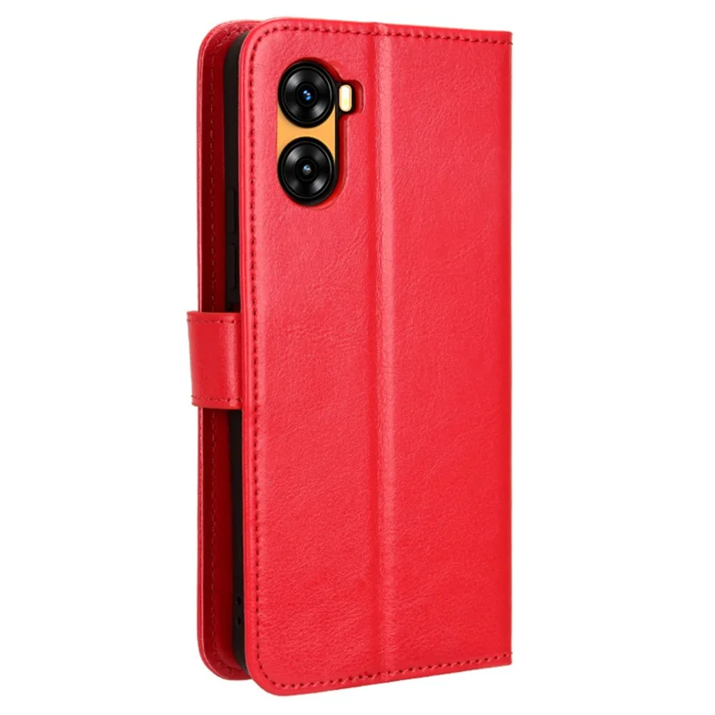 For Umidigi G3 / G3 Max / G3 Plus PU Leather Wallet Case Crazy Horse Texture Folding Stand Phone Cover - Red