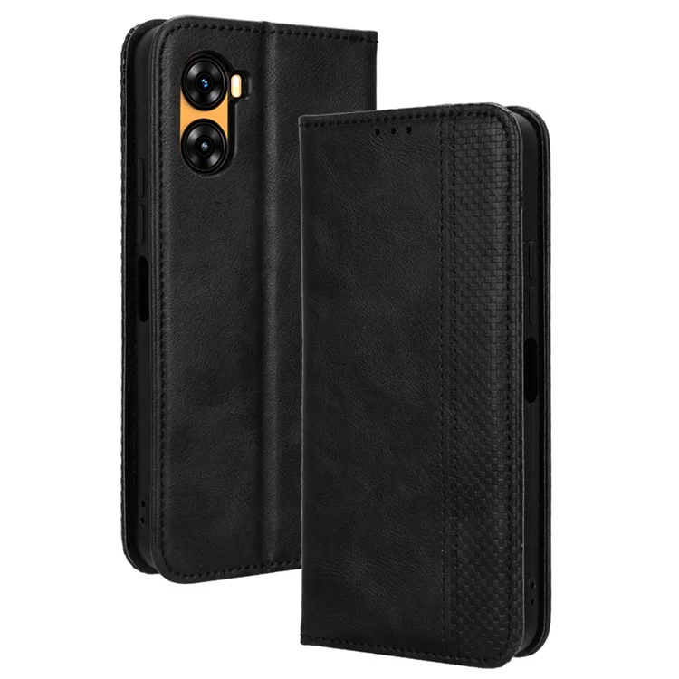 Para Umidigi G3 / G3 Max / G3 Plus Retro Funda de Cartera de Piel de PU con Soporte Plegable - Negro