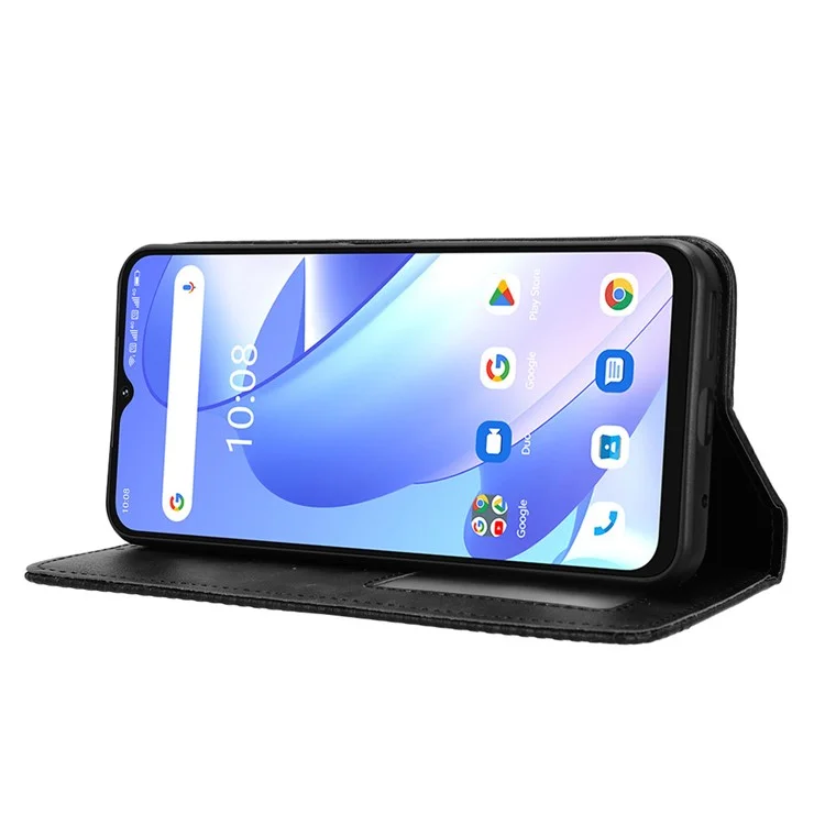 Para Umidigi G3 / G3 Max / G3 Plus Retro Funda de Cartera de Piel de PU con Soporte Plegable - Negro
