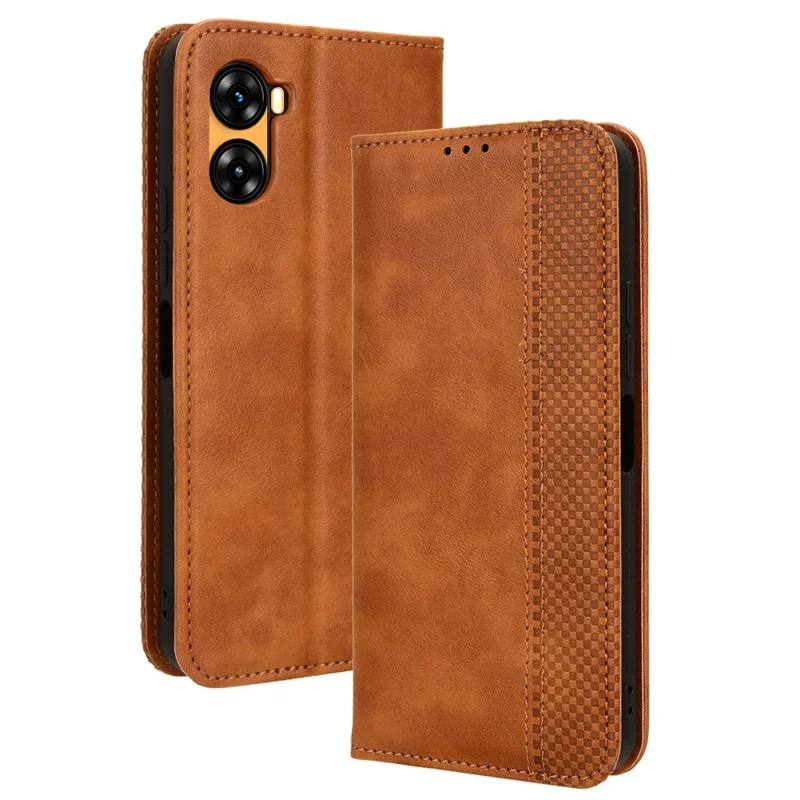 For Umidigi G3 / G3 Max / G3 Plus Retro PU Leather Wallet Case Folding Stand Phone Cover - Brown