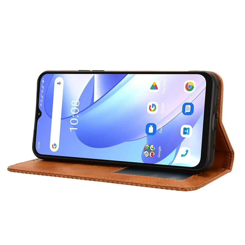 For Umidigi G3 / G3 Max / G3 Plus Retro PU Leather Wallet Case Folding Stand Phone Cover - Brown