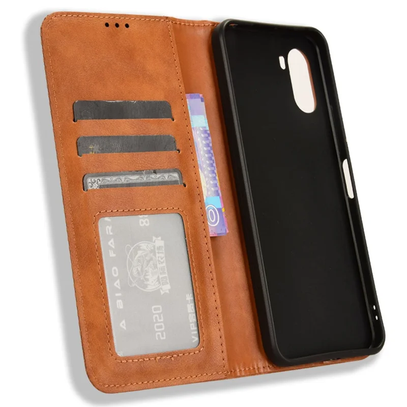 For Umidigi G3 / G3 Max / G3 Plus Retro PU Leather Wallet Case Folding Stand Phone Cover - Brown