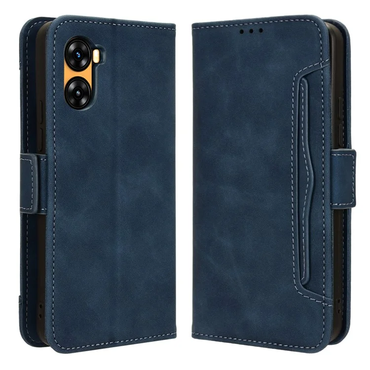 For Umidigi G3 / G3 Max / G3 Plus Multiple Card Slots Phone Case Leather Wallet Stand Anti-drop Cover - Blue