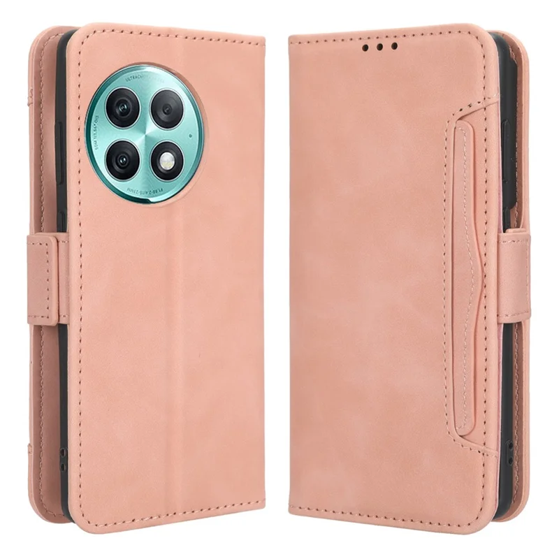 For OnePlus Ace 2 Pro 5G Multiple Card Slots Phone Case PU Leather Wallet Stand Protective Cover - Pink
