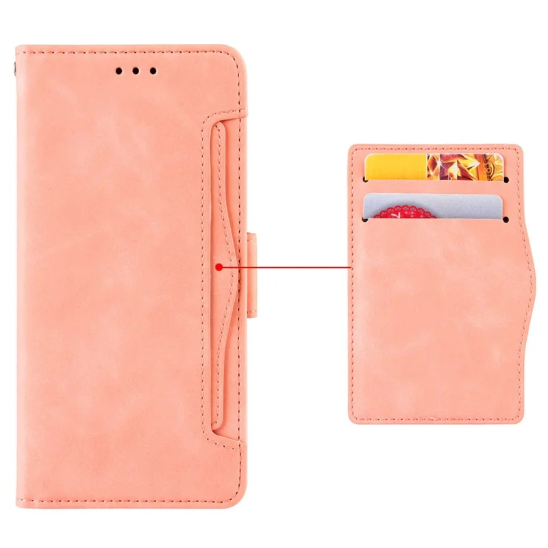 For OnePlus Ace 2 Pro 5G Multiple Card Slots Phone Case PU Leather Wallet Stand Protective Cover - Pink