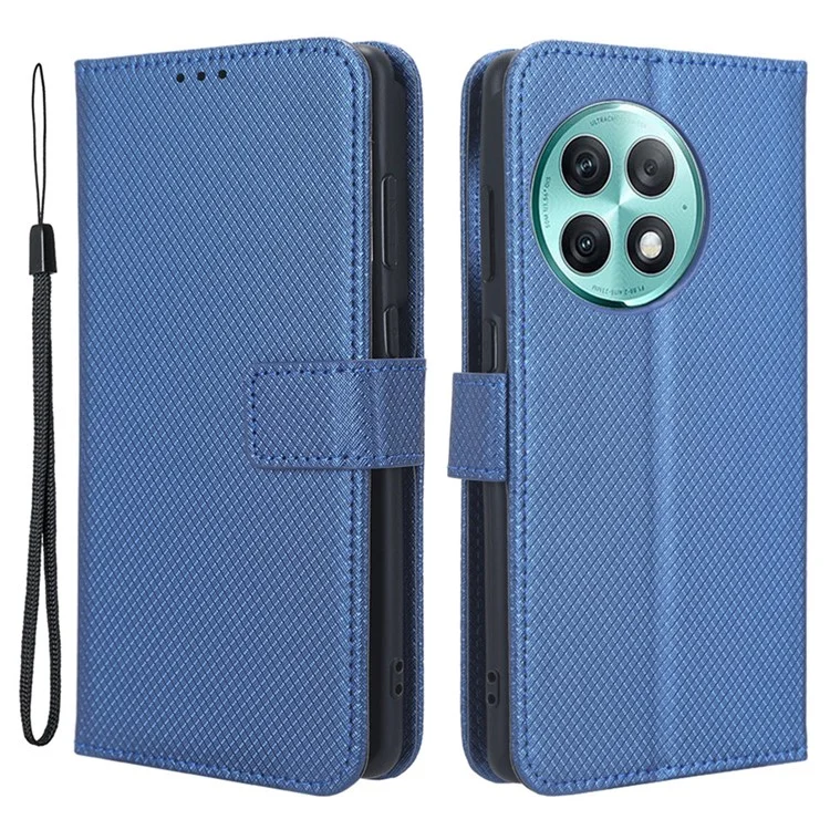 Per OnePlus Ace 2 Pro 5G Custodia Protettiva Cover in Pelle PU con Texture a Diamante e Supporto - Blu